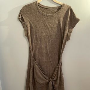 Gray tied front T-shirt dress